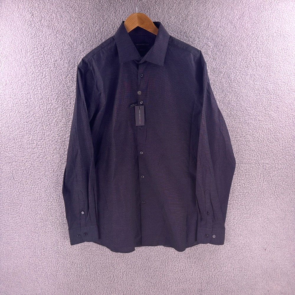 NEW John Varvatos USA Men's 17L Modern Fit Button Down Shirt Grey Cotton Preppy